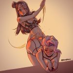 Cute Hentai Girl Spank Bondaged Girlsfiend - Lezdom Spanking Art
