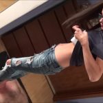Petite Stepdaughter With Glasses Tramples Stepdad's Face Without Paying Attention To His Moans
