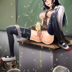 Schoolgirl Sat On The Desk and Gave Out Golden Shower For Hentai Teachers Who Drink Her Piss