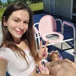 Teen Princess Honey Without Morals Shits in the Mouth of a Toilet Slave and Takes a Selfie with a Humiliated Loser in the Background - Amateur Scat Femdom