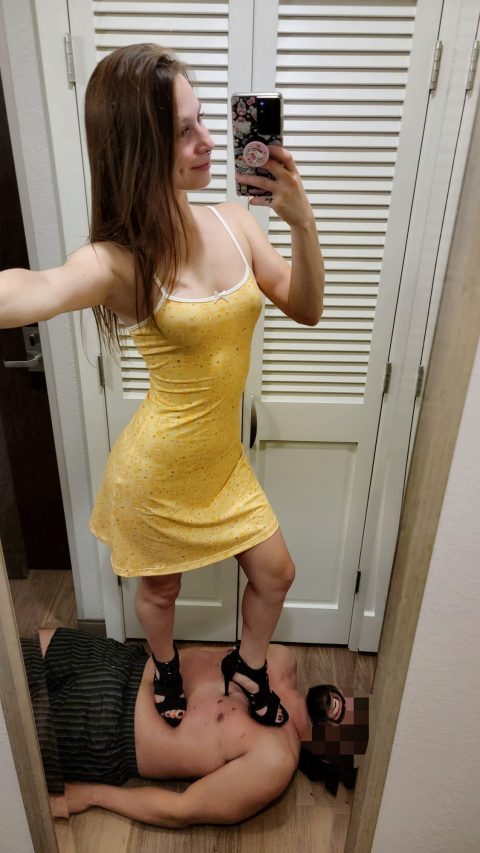 Teen Mistress Honey Amateur Full Weight Trampling In High Heels And Selfie Femdom